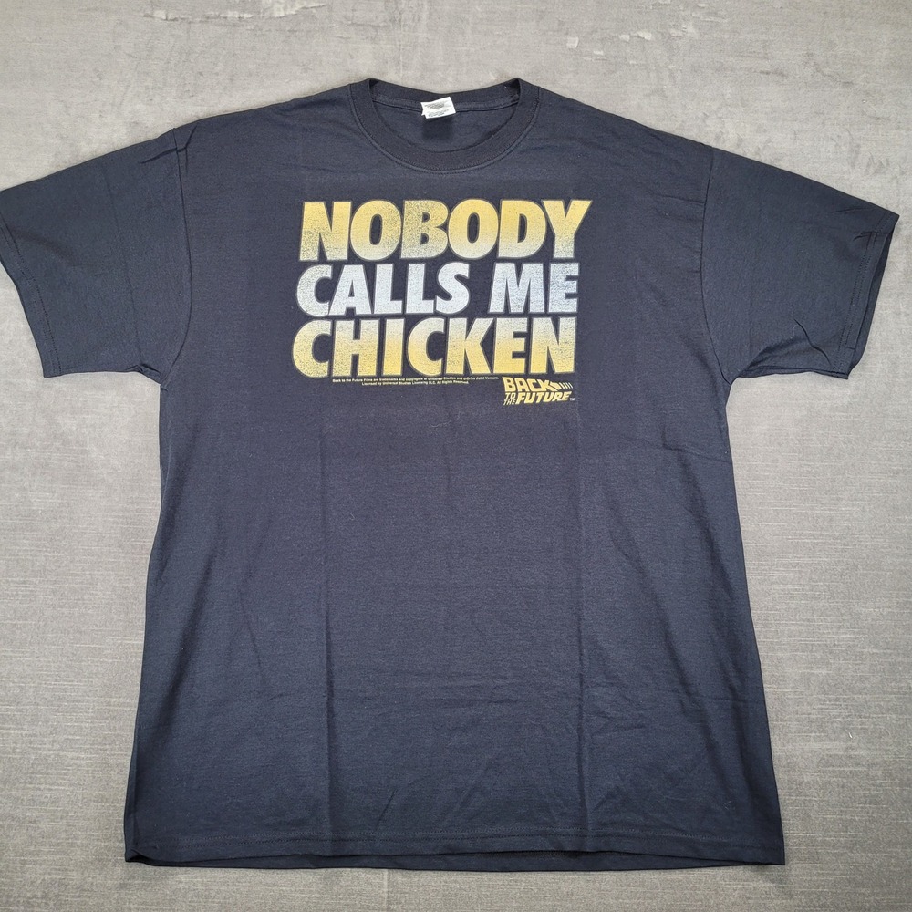 Jerzees Back to the Future Nobody Calls Me Chicken Movie T-Shirt‎ XL
